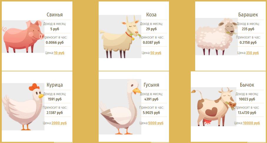 Money Farm животные