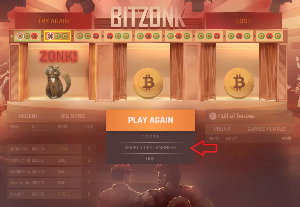 Bitzonk Verify Ticket Fairness