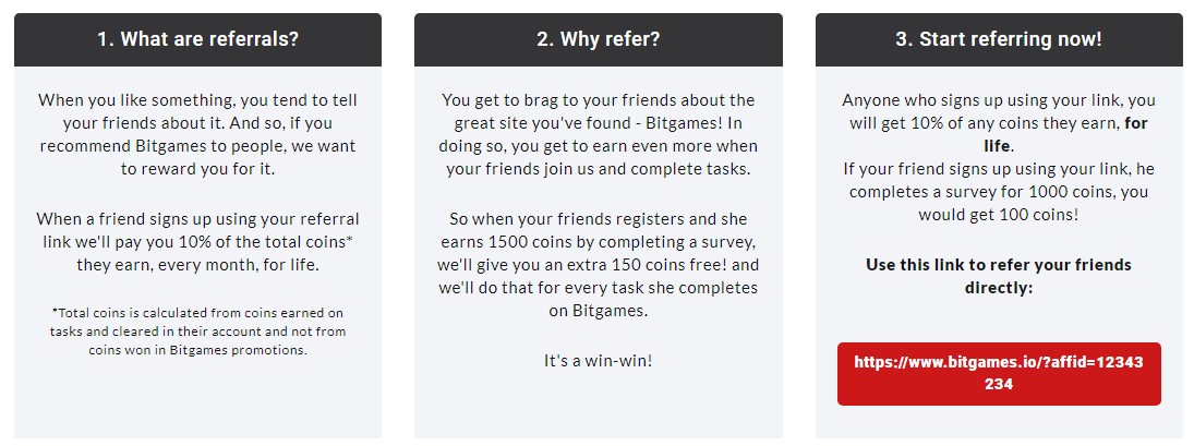 реферальная ссылка в BitGames